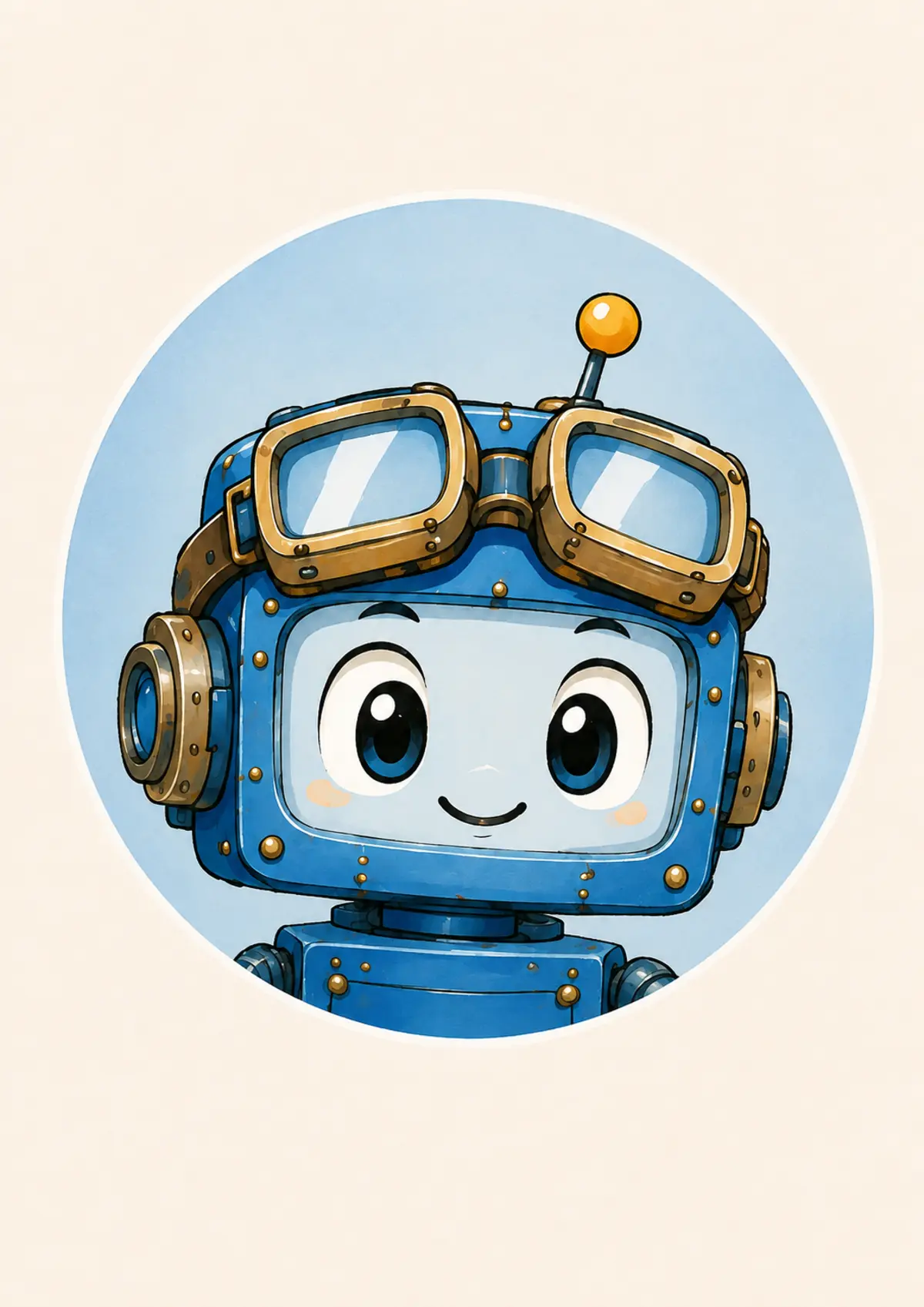 Ruben, der kleine blaue Roboter mit Schutzbrille